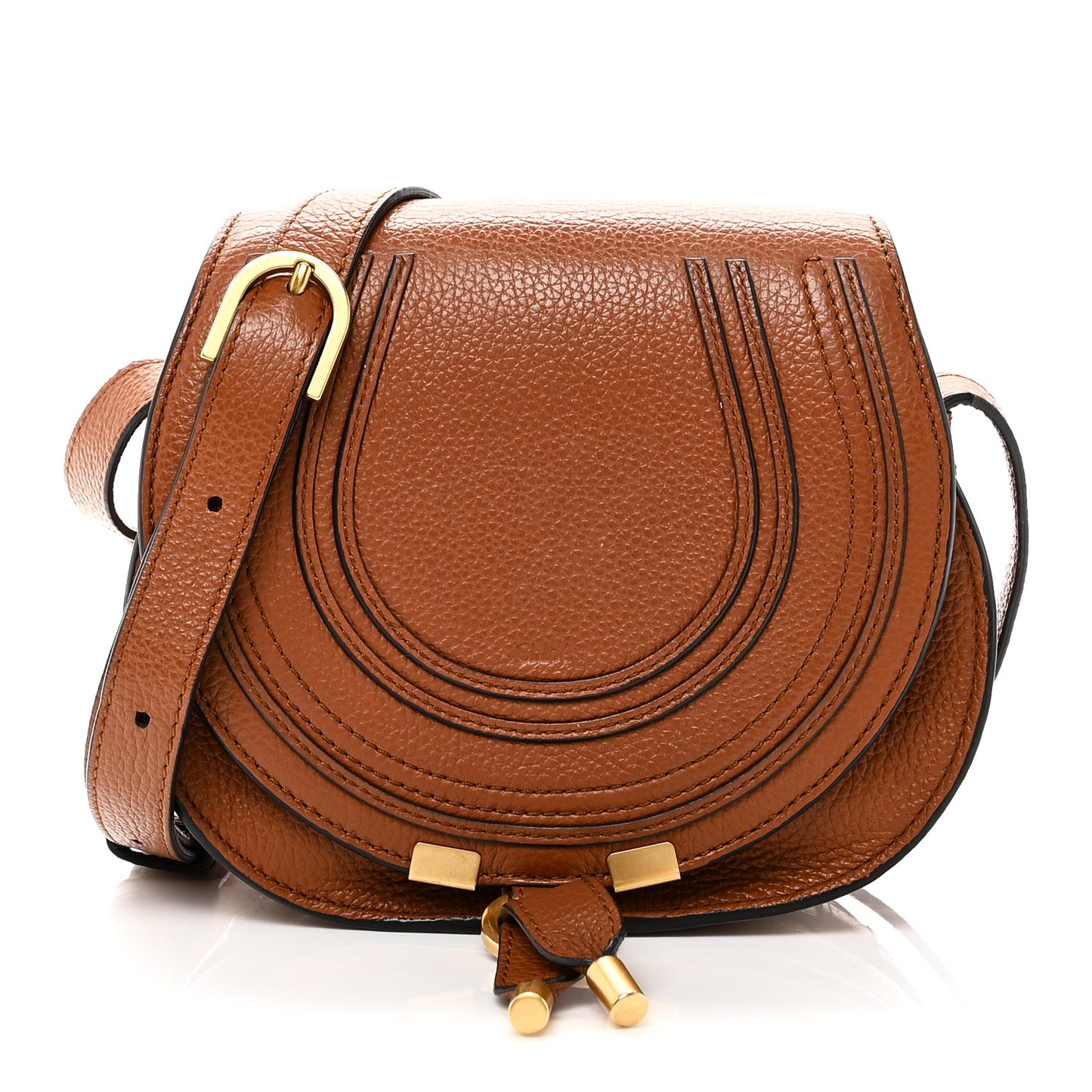 Calfskin Mini Marcie Round Crossbody Bag Tan