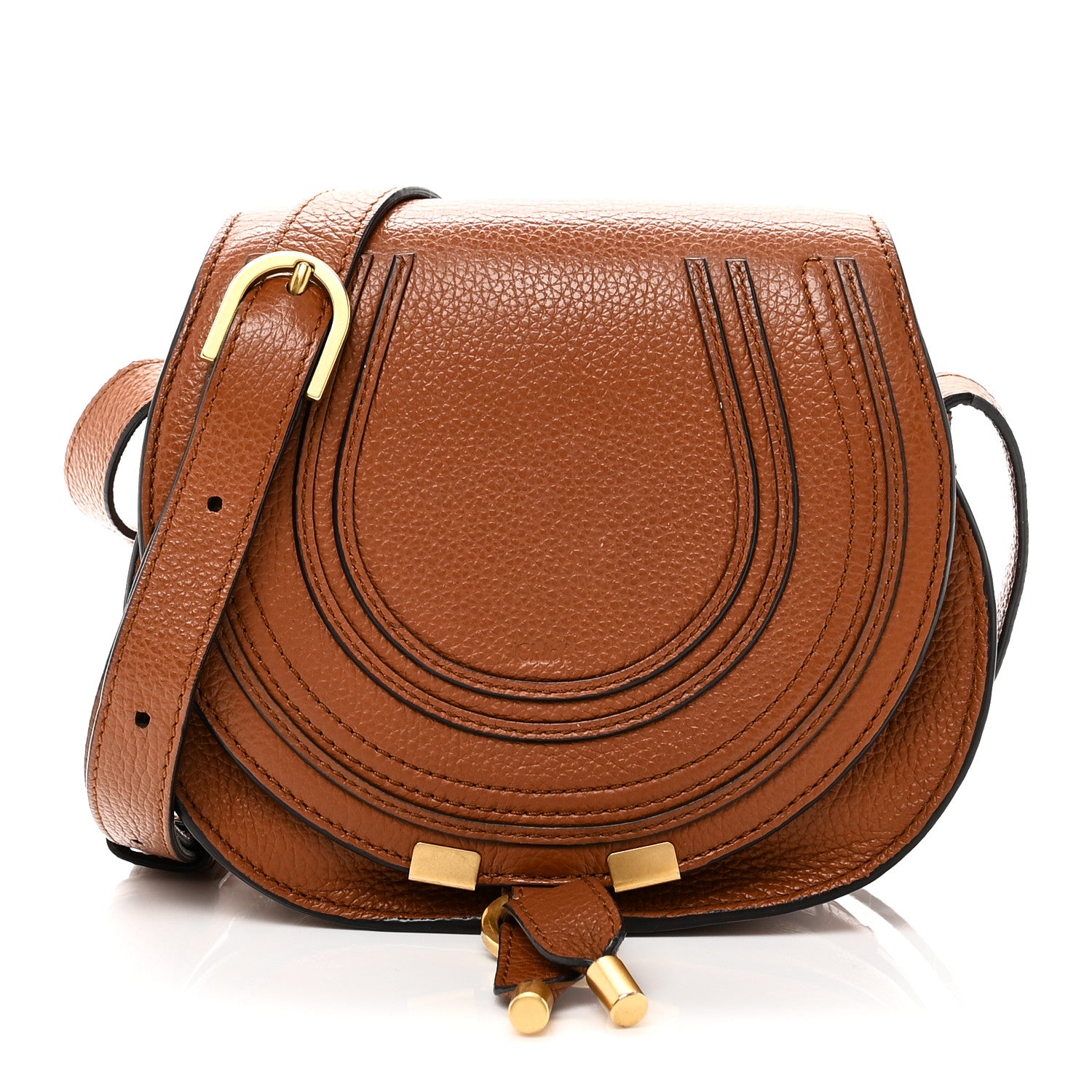 Chloe Calfskin Mini Marcie Round Crossbody Bag Tan 1 of 10