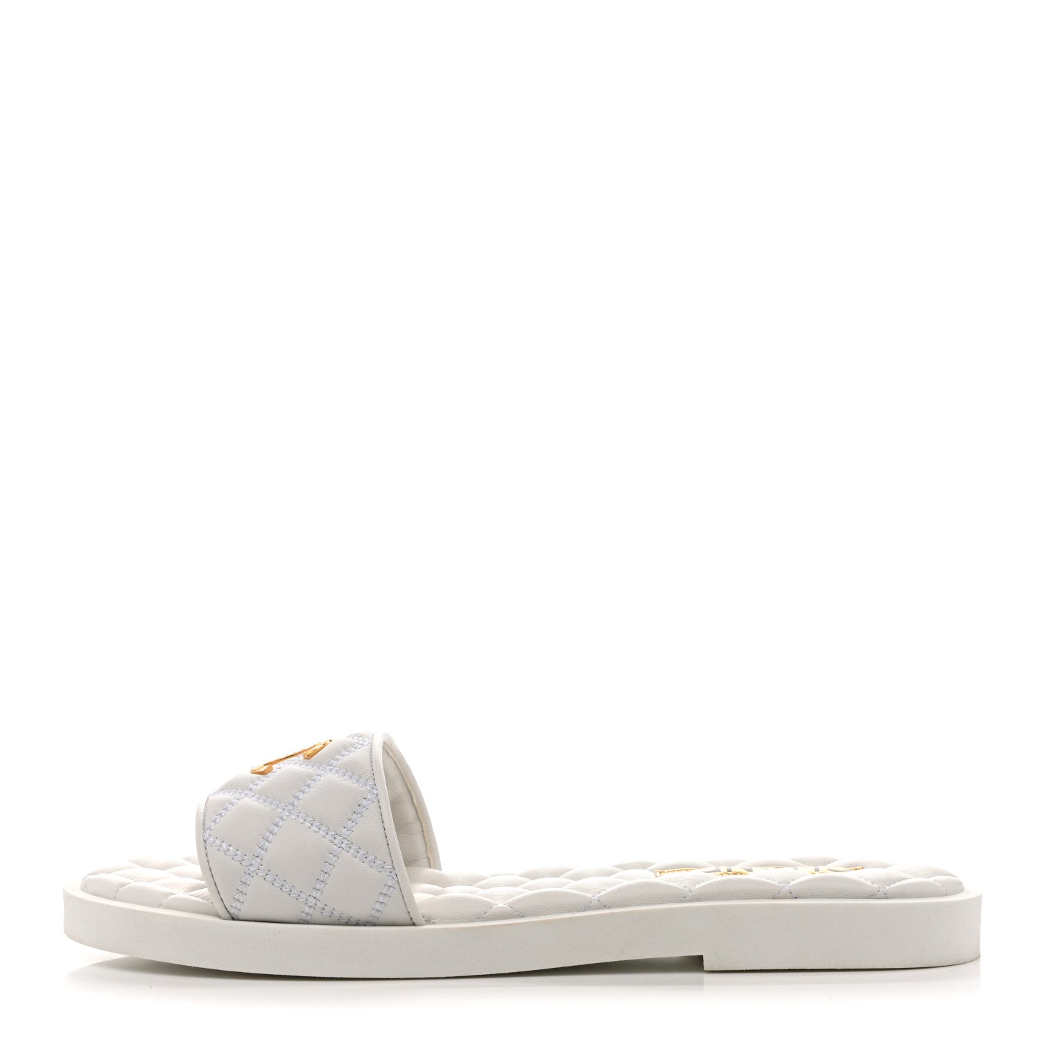 Chanel Lambskin Quilted Textured CC Mules Sandals 41.5 White 1 of 10