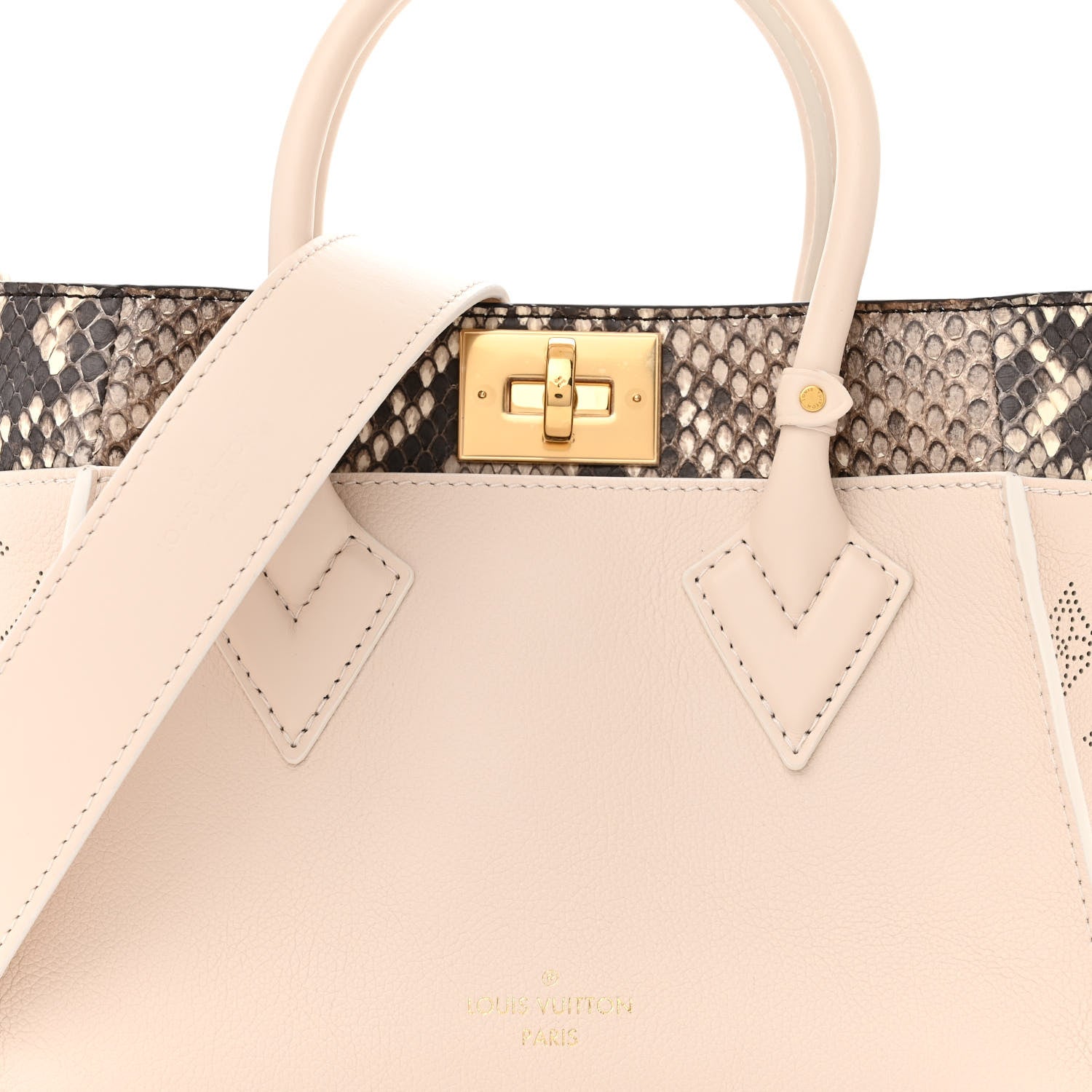 Louis Vuitton Calfskin Karung Snakeskin Mahina On My Side PM Quartz White 7 of 12