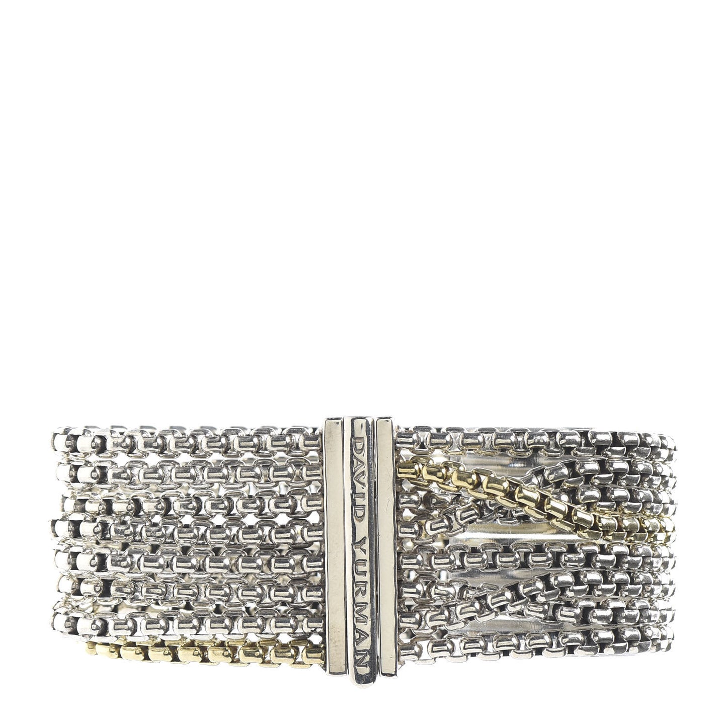 Sterling Silver 18K Yellow Gold Eight-Row Box Chain Bracelet
