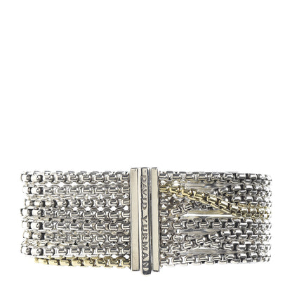 David Yurman Sterling Silver 18K Yellow Gold Eight-Row Box Chain Bracelet 3 of 5