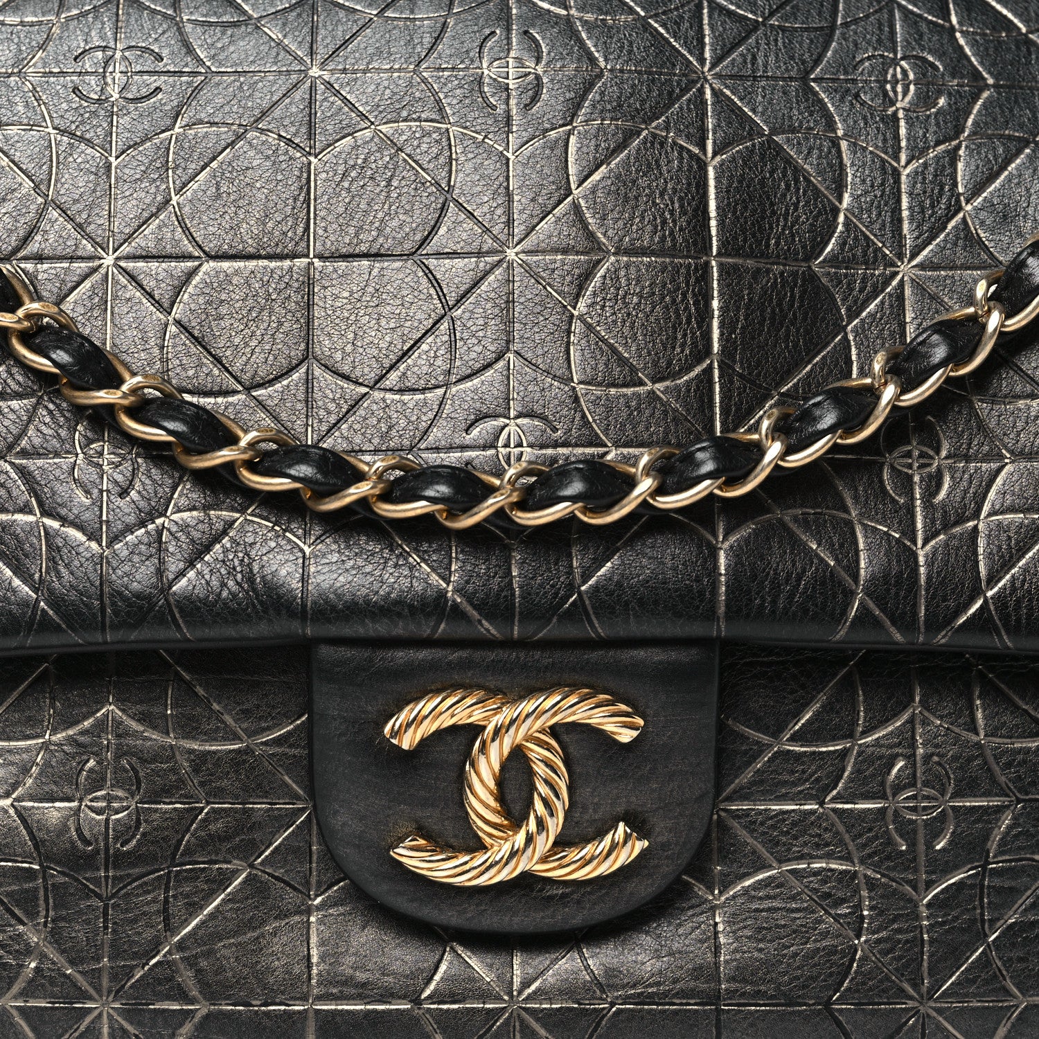 Chanel Metallized Effect Embossed Calfskin Quilted Paris Moscou Moujik Flap Black 8 of 10
