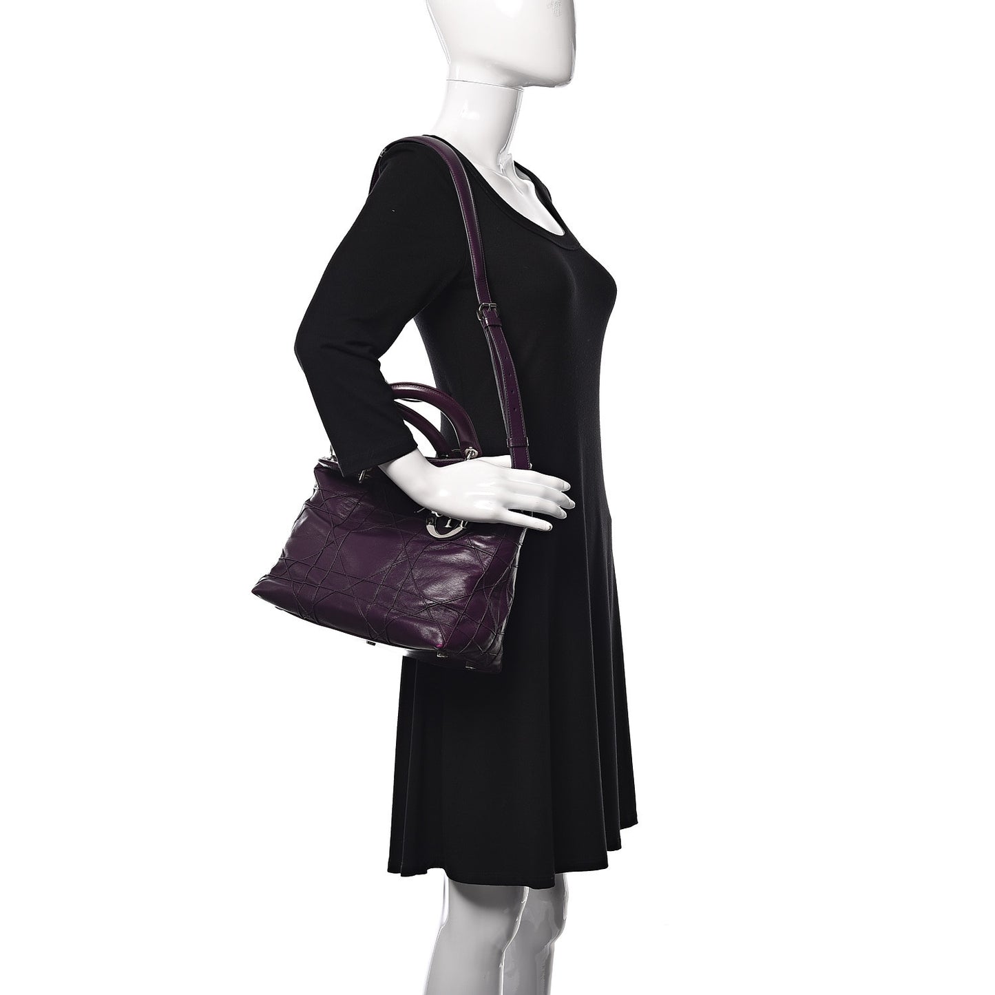 Lambskin Cannage Medium Granville Tote Purple