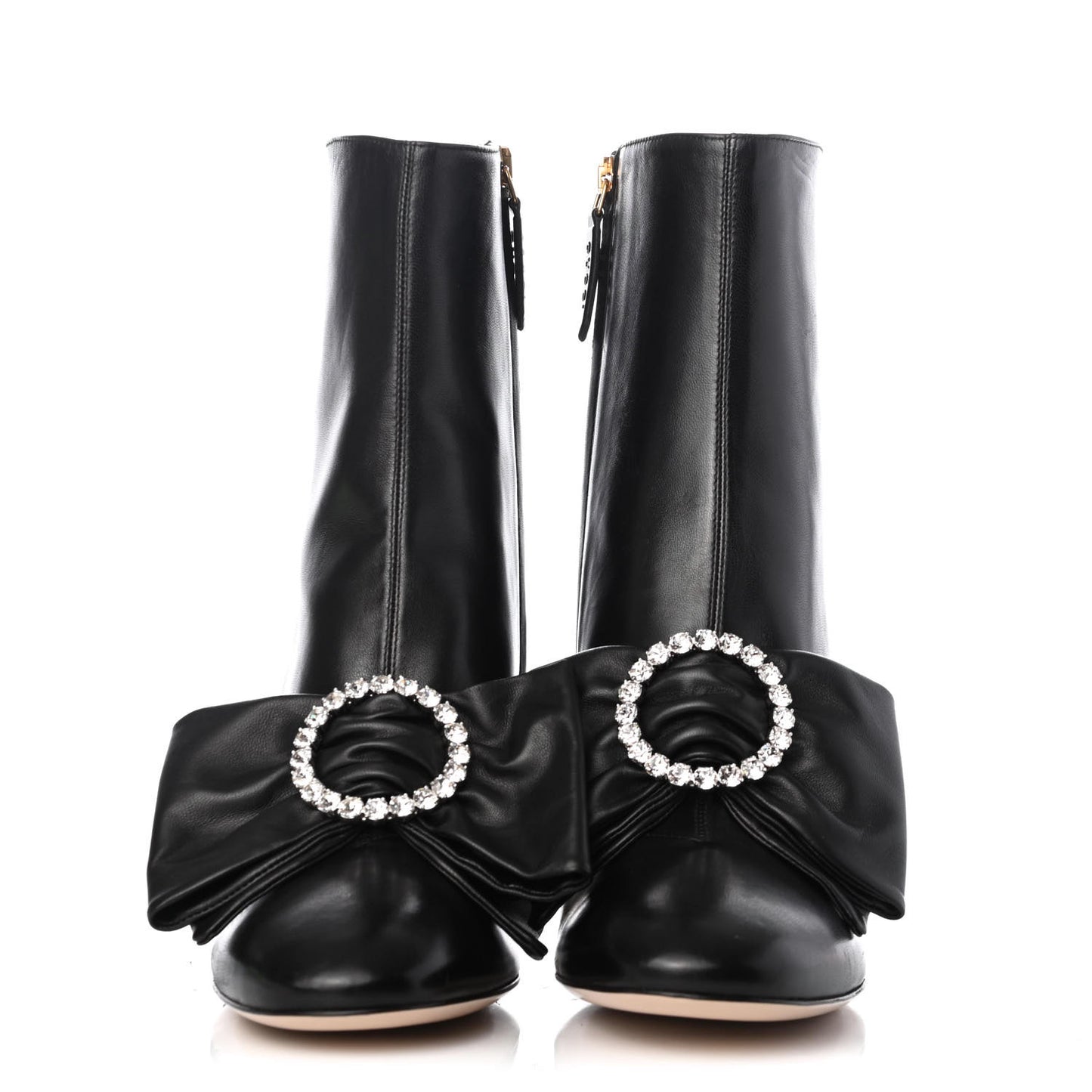 Nappa Removable Bow Candy Ankle Boots 39 Black