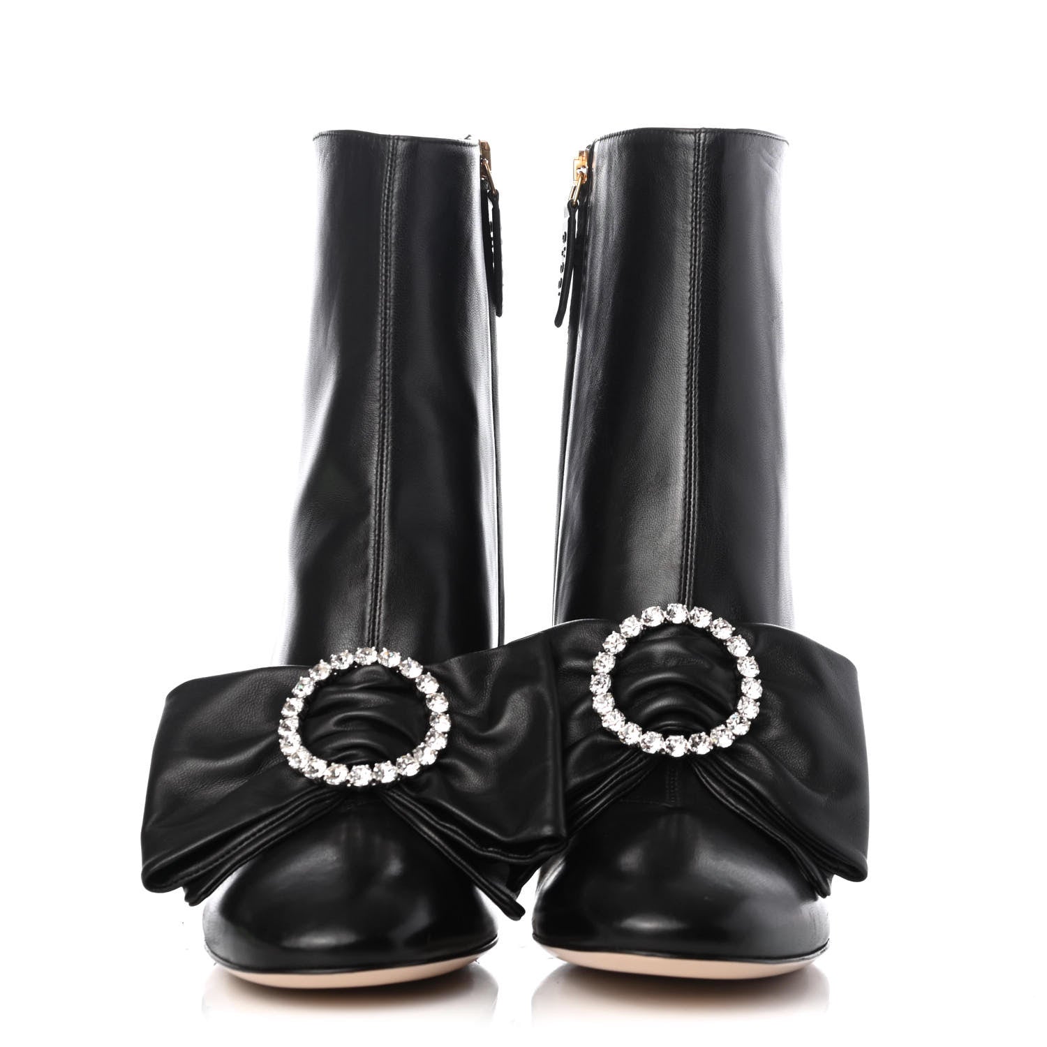 Gucci Nappa Removable Bow Candy Ankle Boots 39 Black 2 of 10