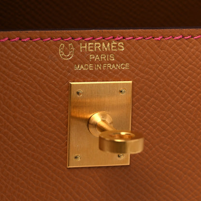 Hermes Epsom Horseshoe Kelly Sellier 25 Gold Rose Mexico 6 of 11