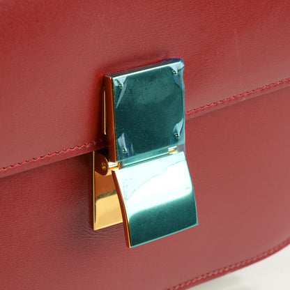 Celine Box Calfskin Medium Classic Box Flap Bag Red 10 of 10