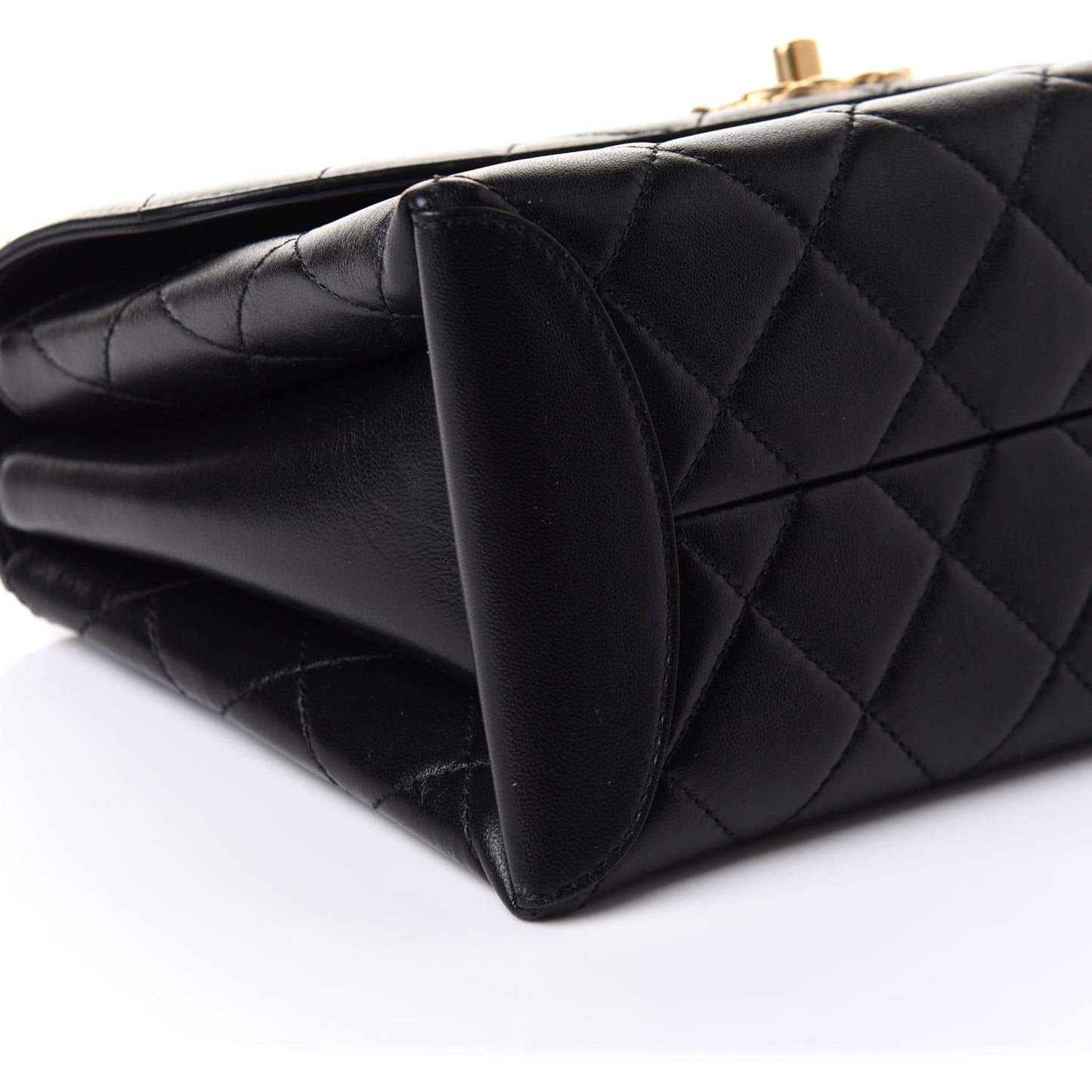 Lambskin Quilted Large Trendy Spirit Top Handle Bag Black