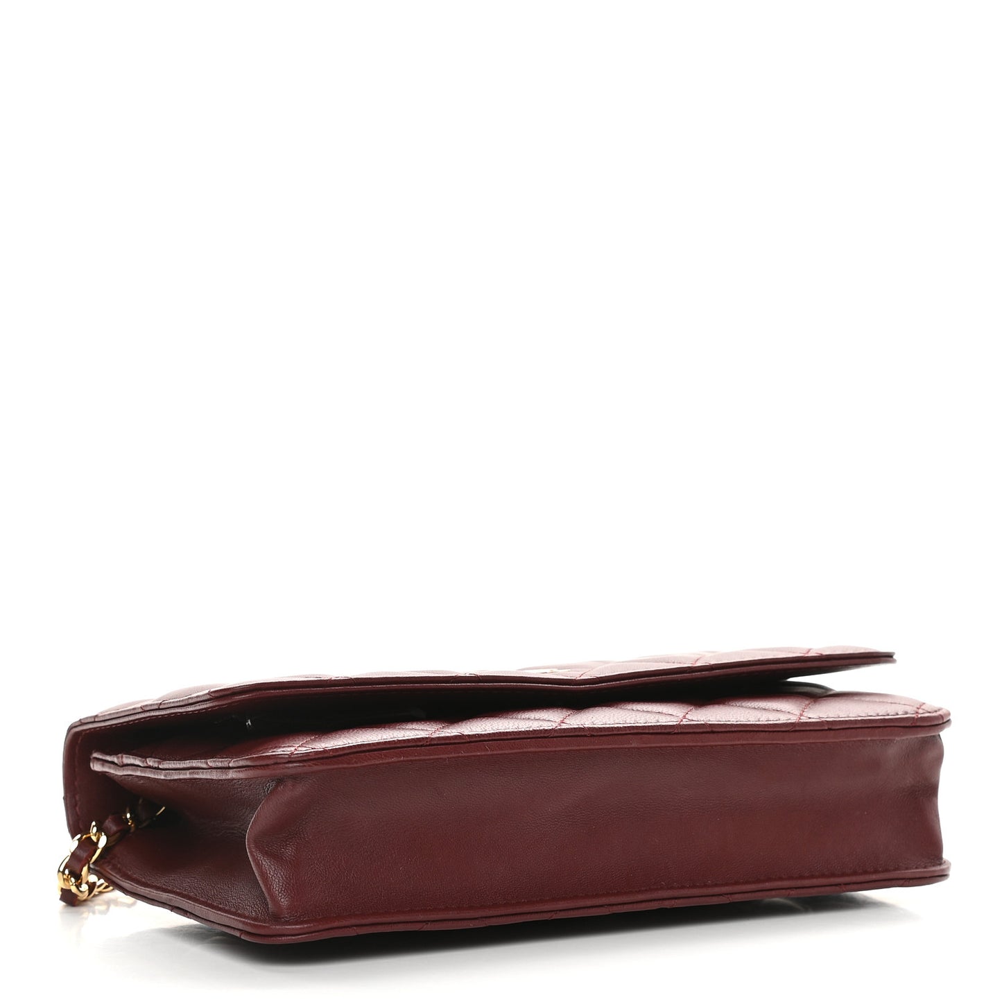 Lambskin Quilted Wallet On Chain WOC Burgundy
