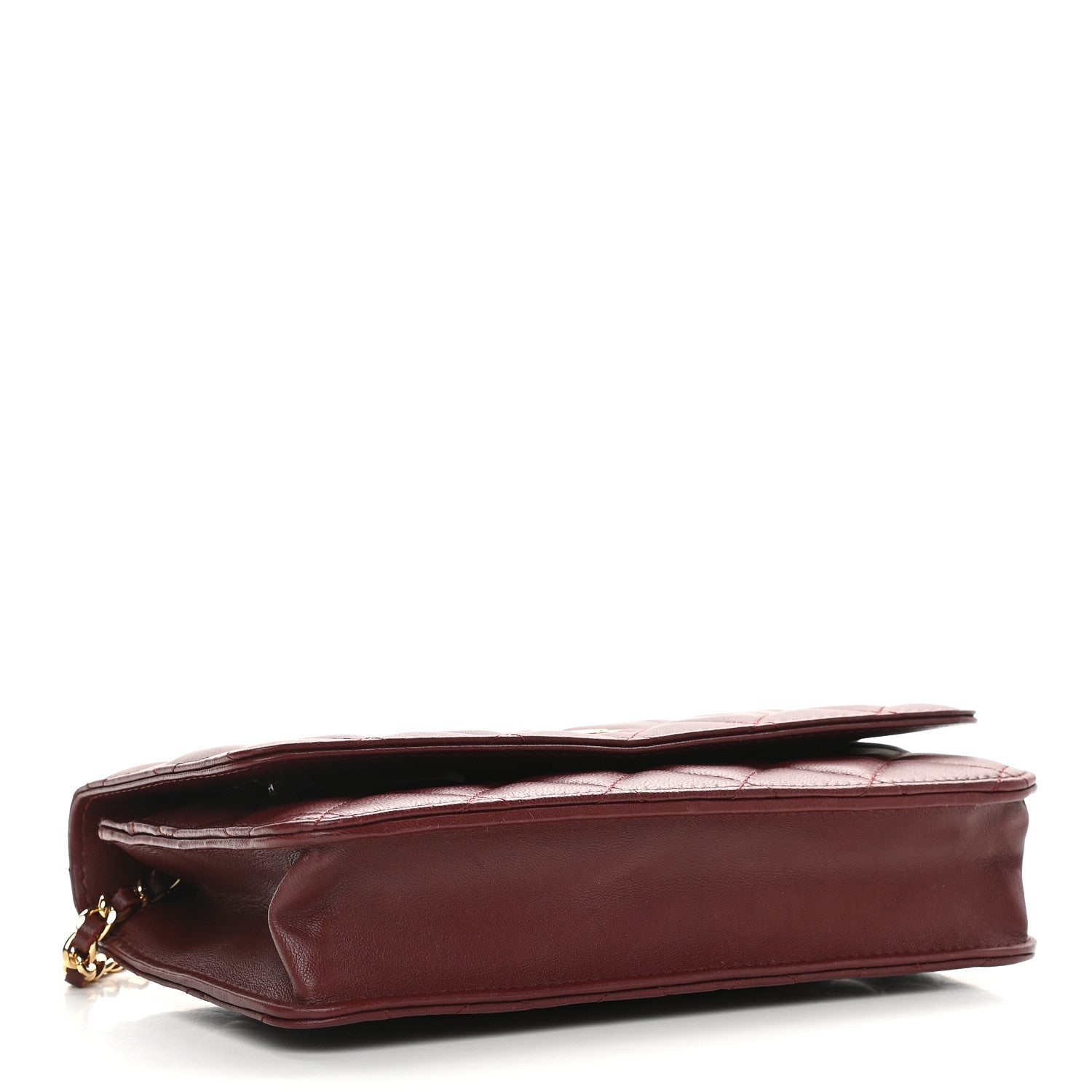 Chanel Lambskin Quilted Wallet On Chain WOC Burgundy 4 of 10