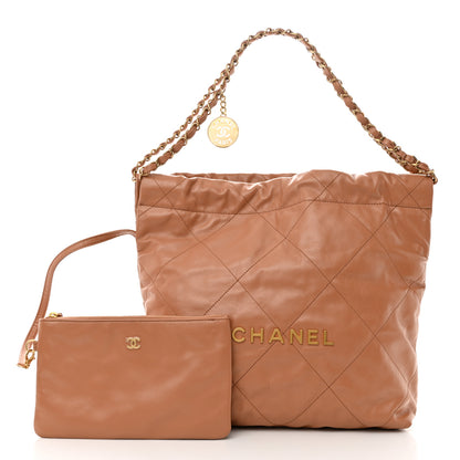 Chanel Shiny Calfskin Quilted Small Chanel 22 Camel 3 of 11