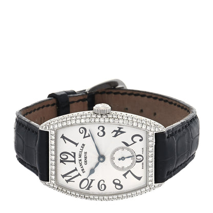Franck Muller 18K White Gold Alligator Diamond Pave Bezel 29mm Cintree Curvex Manual Winding Watch 1750S6D 2 of 4