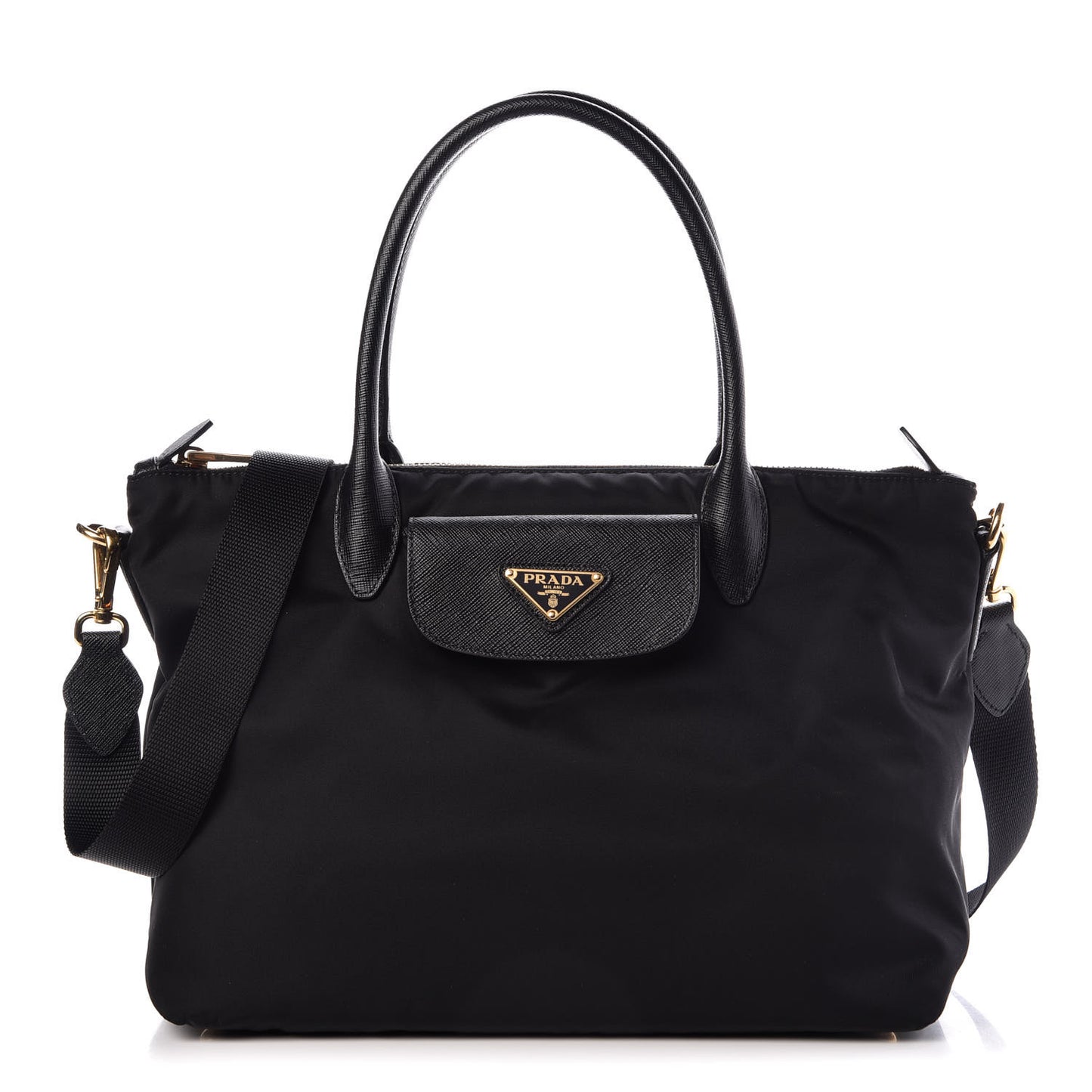 Saffiano Tessuto Nylon Tote Black