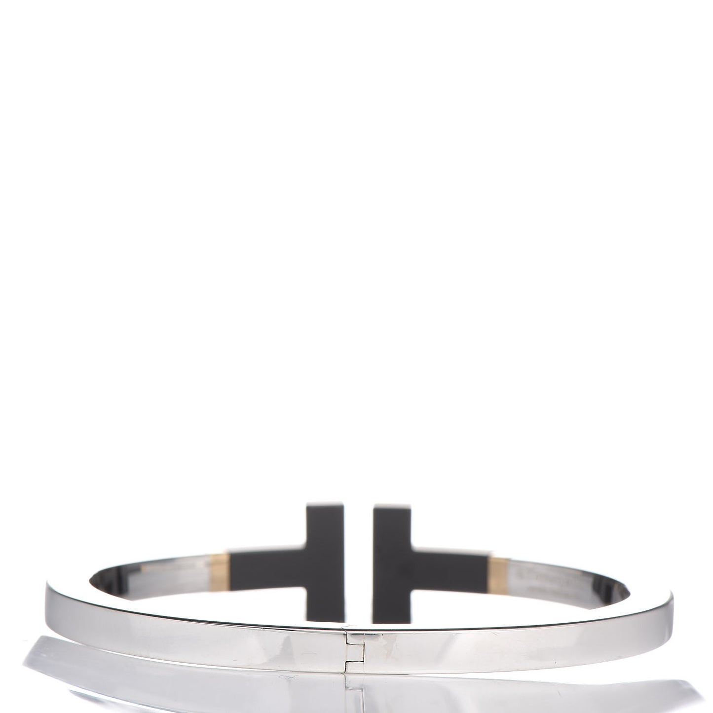 Sterling Silver 18K Yellow Gold Black Ceramic T Square Bracelet