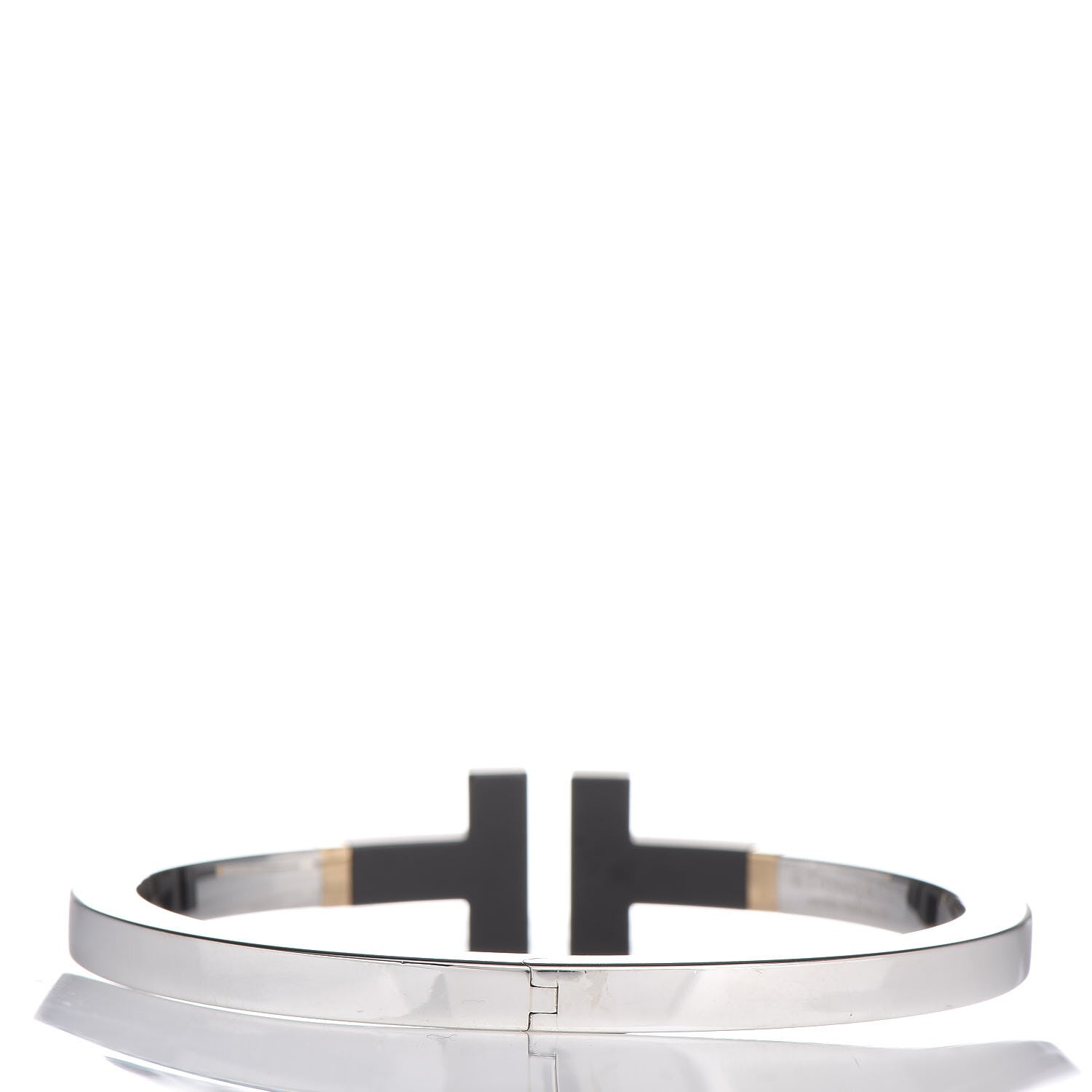Tiffany Sterling Silver 18K Yellow Gold Black Ceramic T Square Bracelet 3 of 5