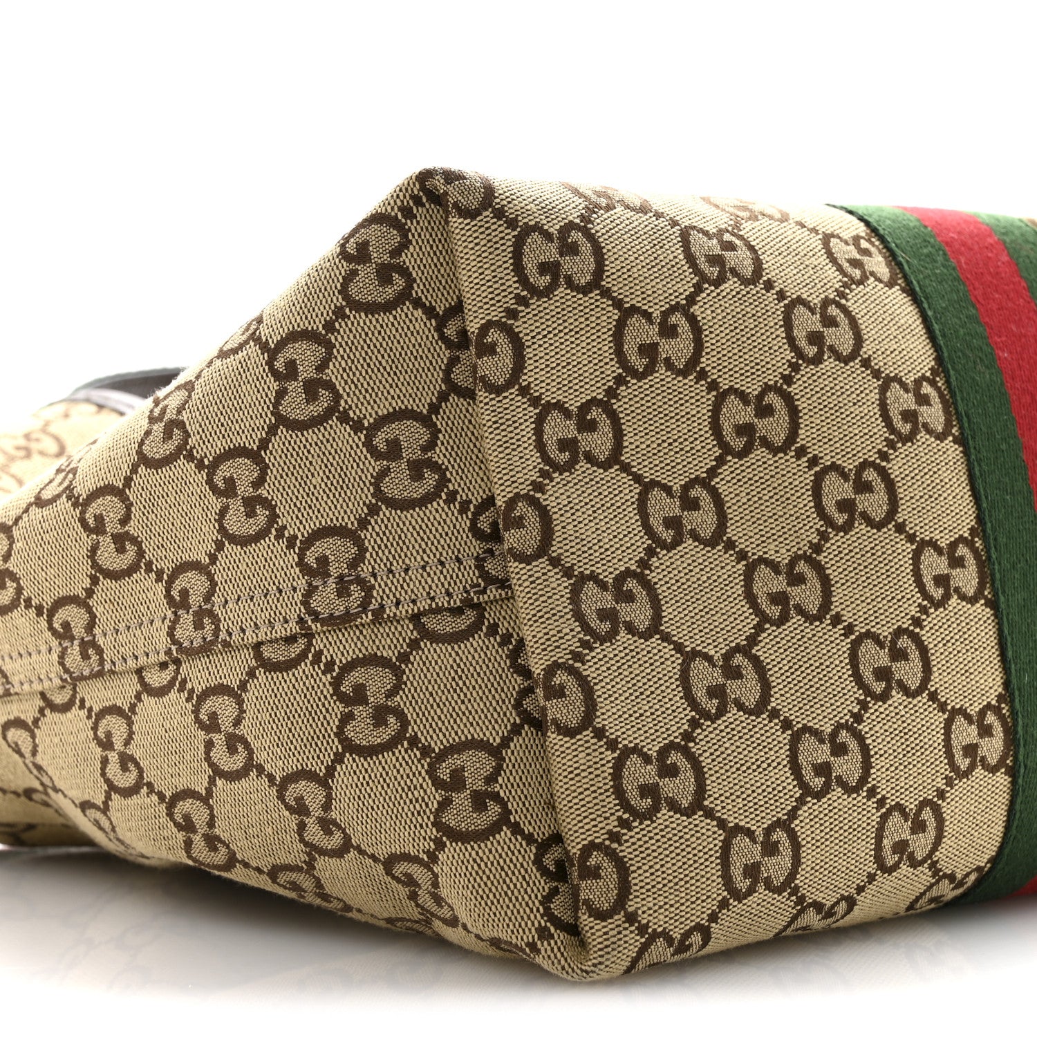 Gucci Monogram Web Small Giglio Tote Beige Dark Brown 9 of 11