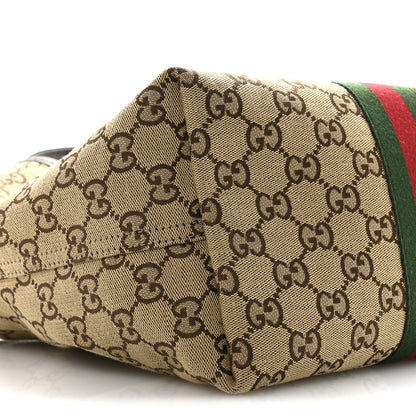 Gucci Monogram Web Small Giglio Tote Beige Dark Brown 9 of 11