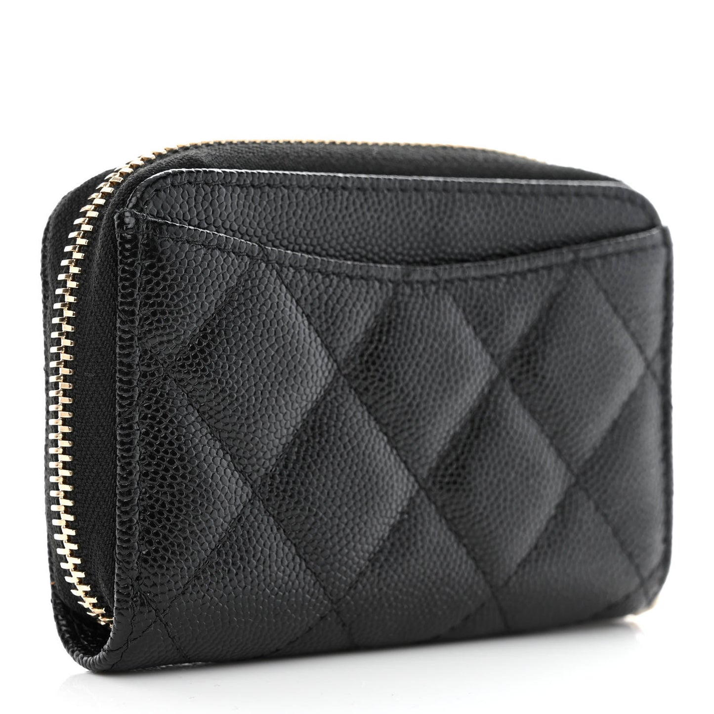 Caviar Quilted Classic Zipped Coin Purse Black