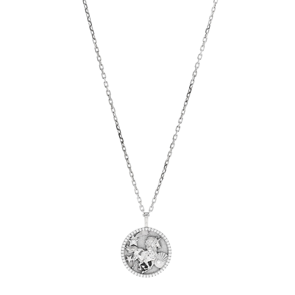 Anita Ko 18K White Gold Diamond Lucky Unicorn Talisman Pendant Necklace 1 of 7