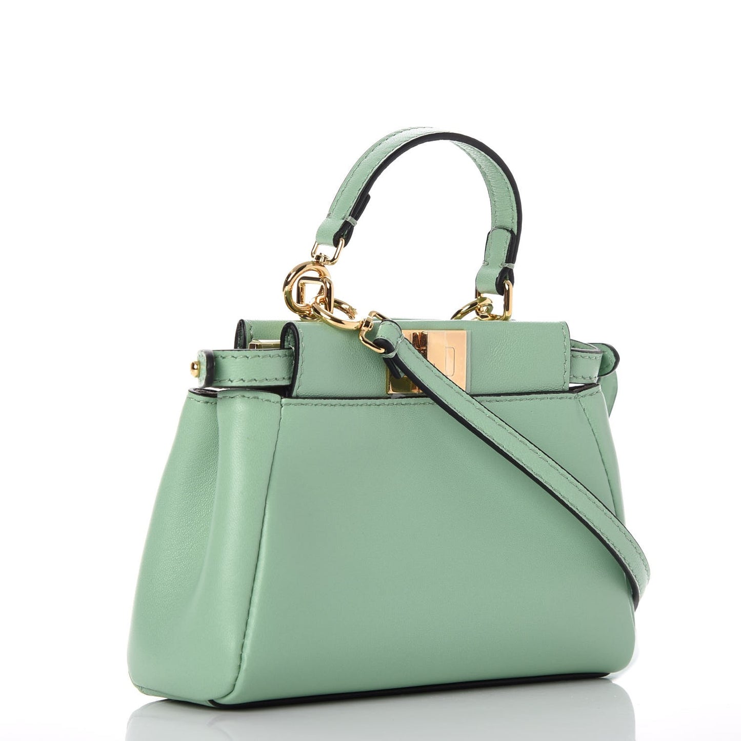 Shiny Nappa Micro Peekaboo Iconic Satchel Verde Acqua