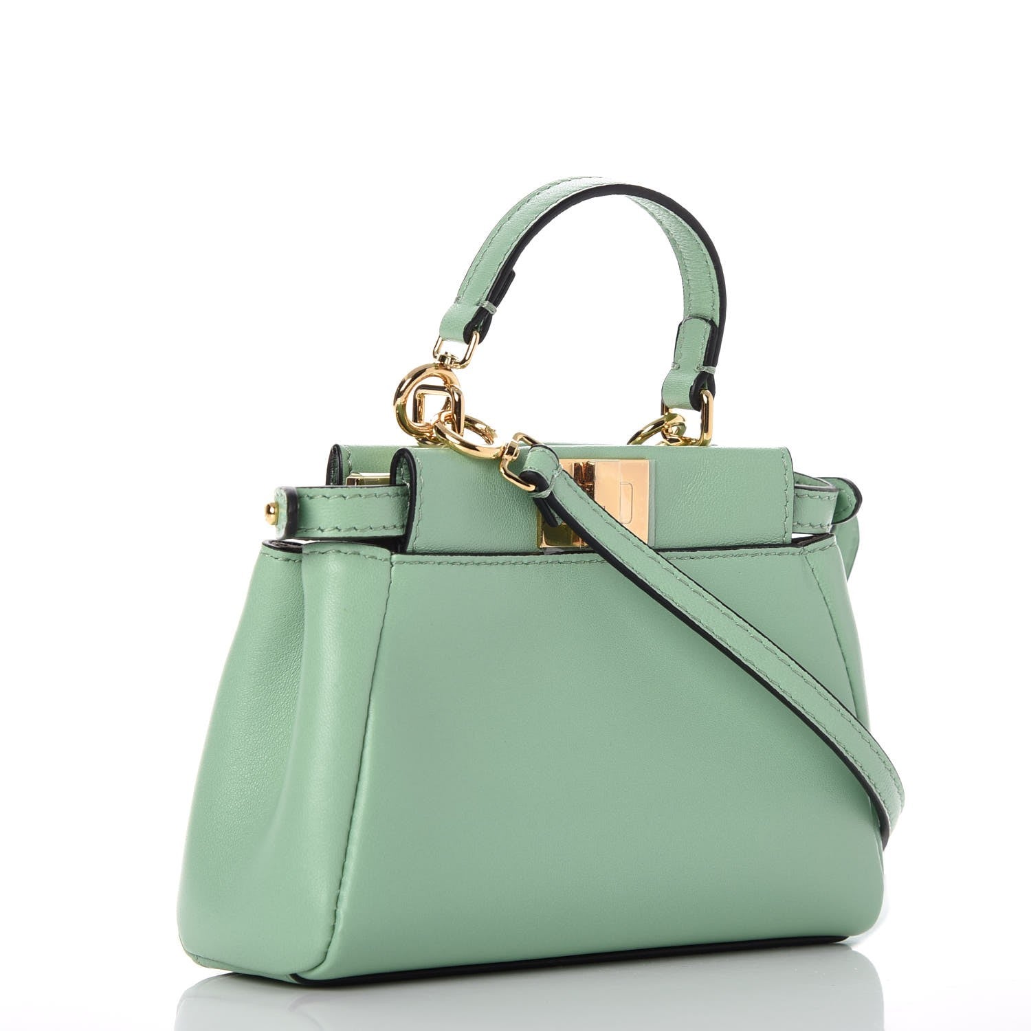 Fendi Shiny Nappa Micro Peekaboo Iconic Satchel Verde Acqua 4 of 11