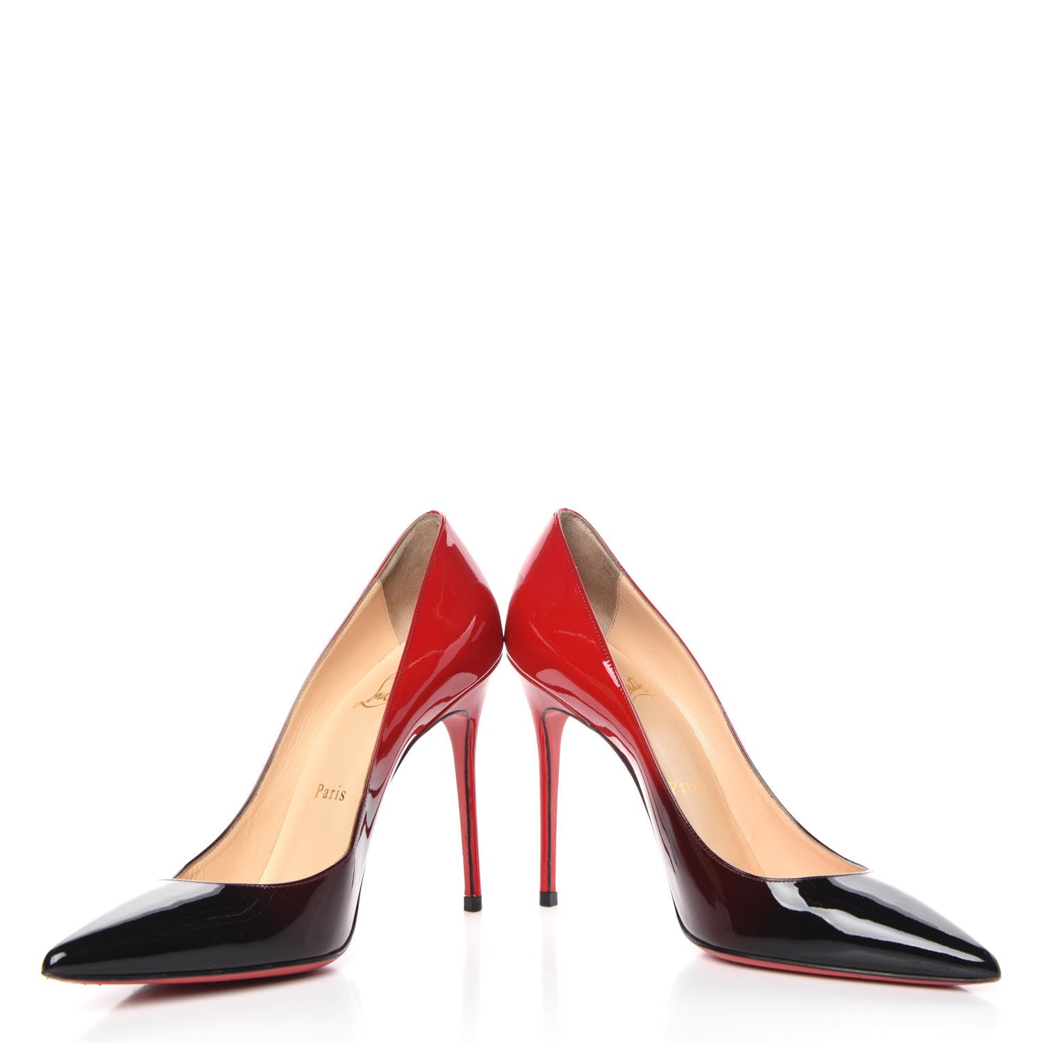 Christian Louboutin Patent Degrade Decollete 100 Pumps 37 Black Red 6 of 15