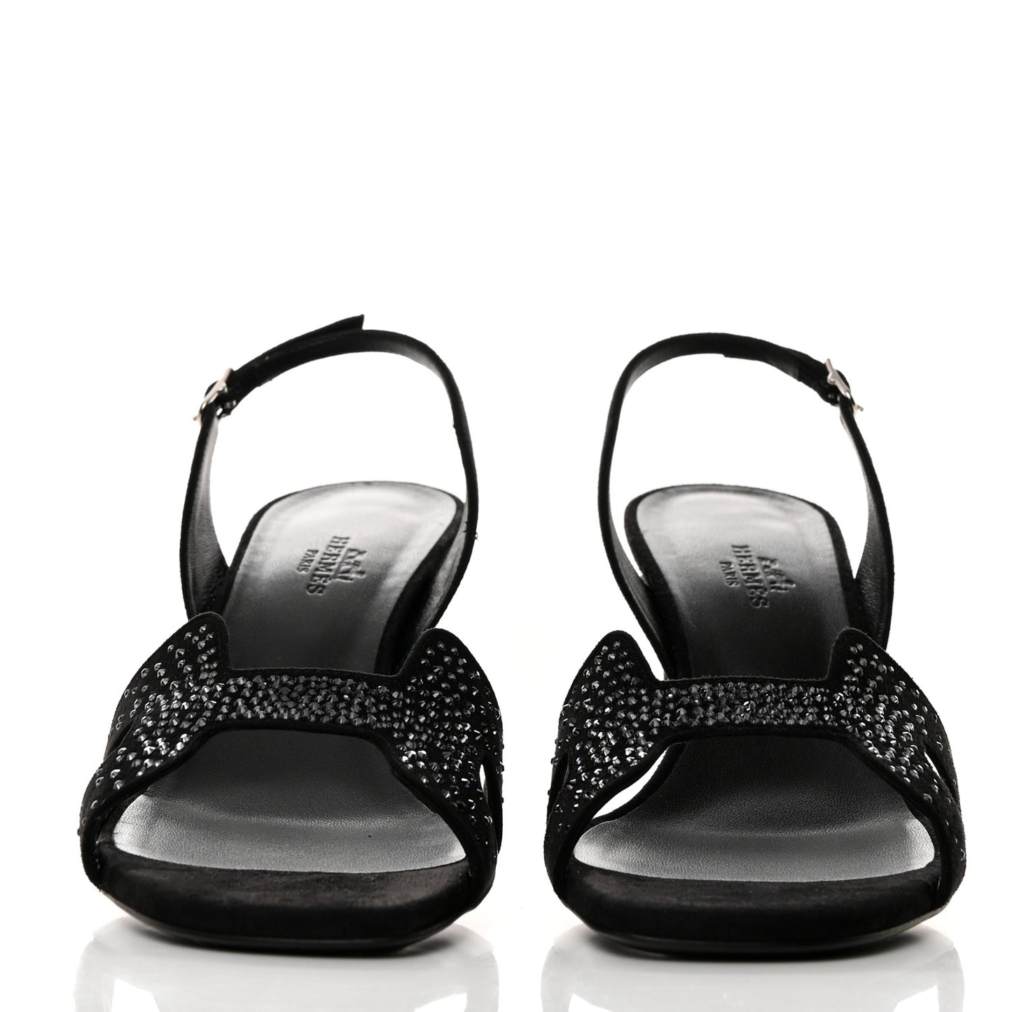 Suede Goatskin Crystal Eternite 80 Sandal 38.5 Black