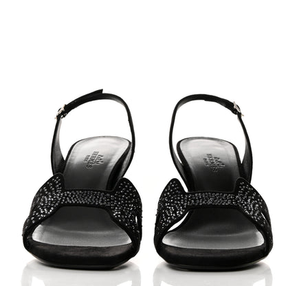 Hermes Suede Goatskin Crystal Eternite 80 Sandal 38.5 Black 2 of 9