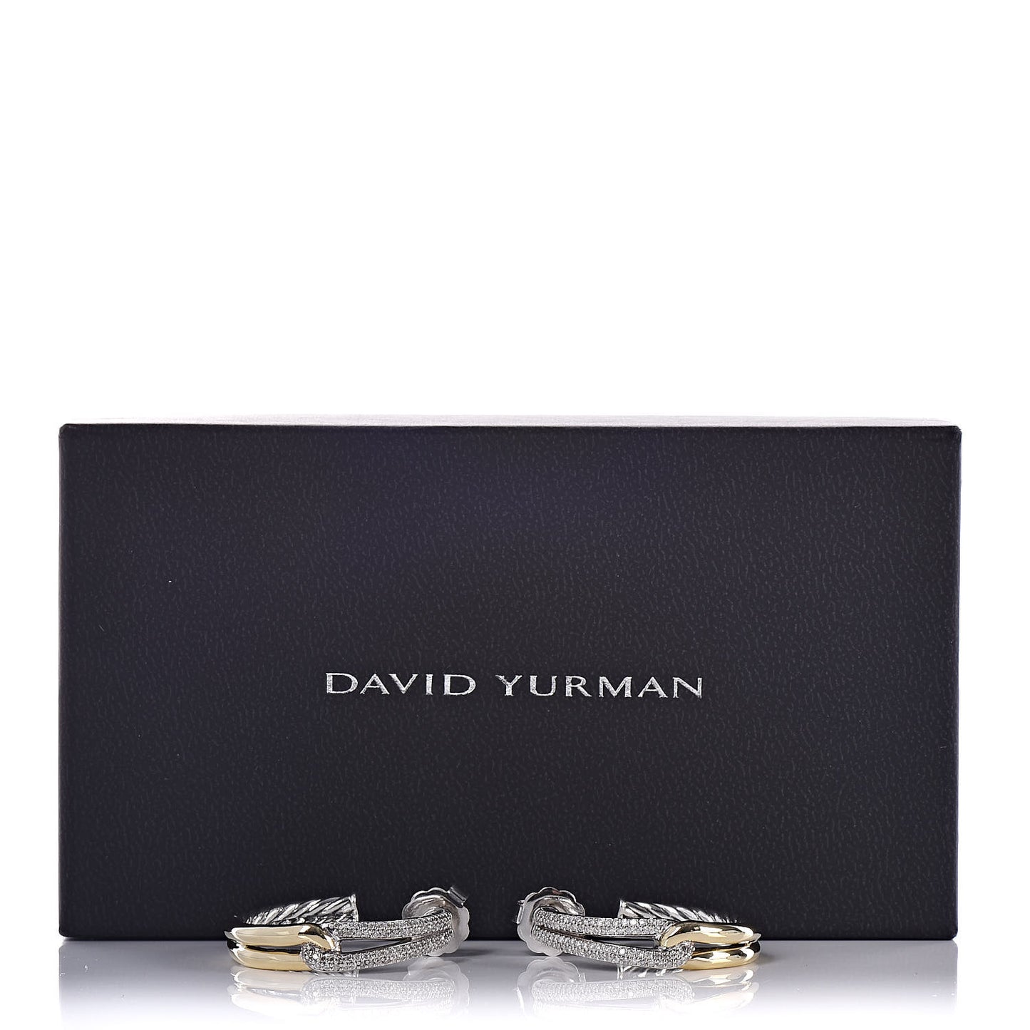 Sterling Silver 18K Yellow Gold Diamond Pave Single Loop Labyrinth Hoop Earrings