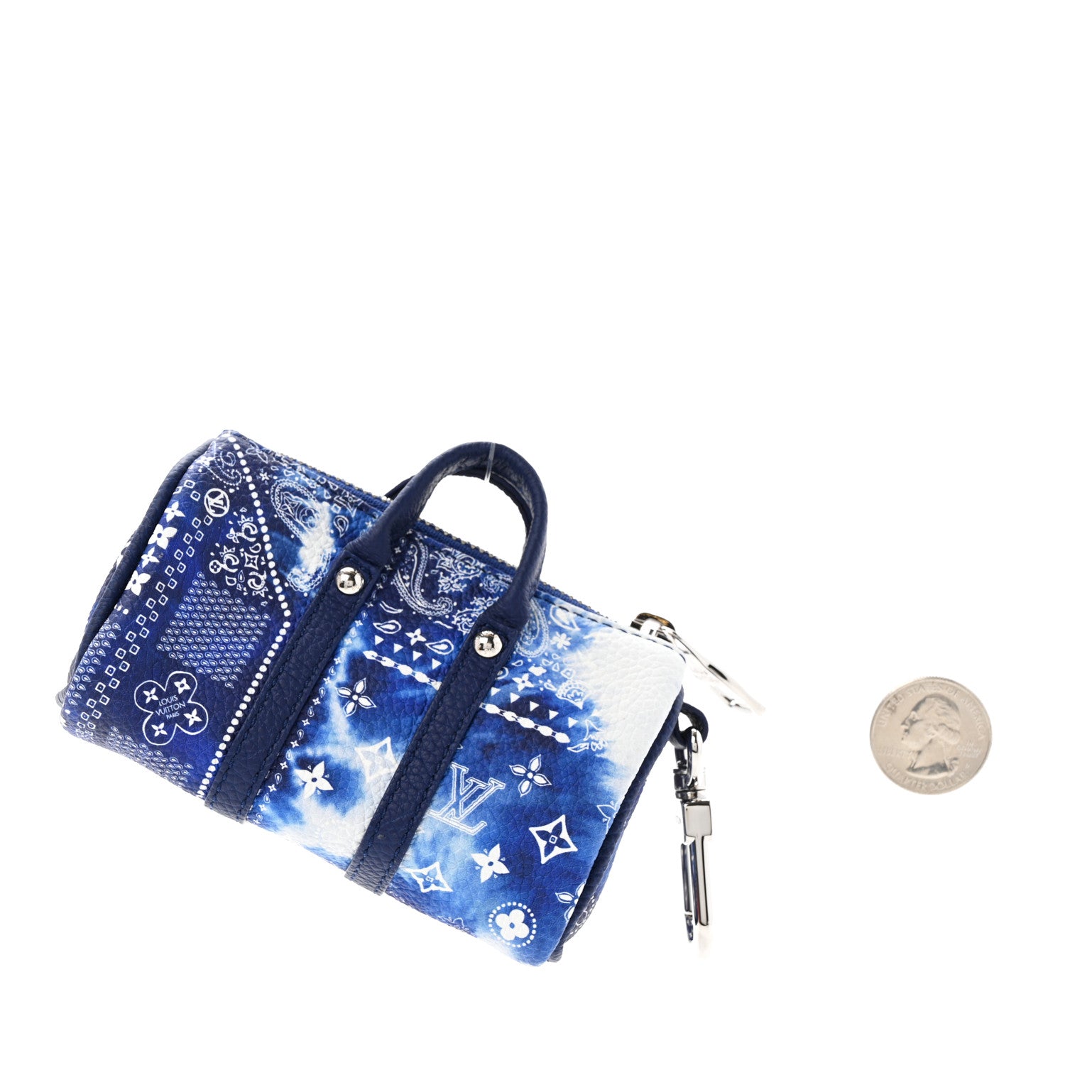 Louis Vuitton Monogram Bandana Mini Keepall Bag Charm Key Holder Blue 2 of 5