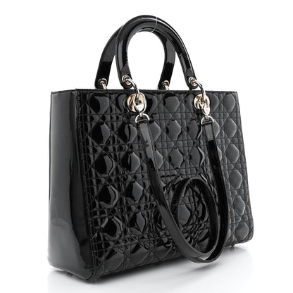 Christian Dior Patent Cannage Large Lady Dior Black 3 of 14