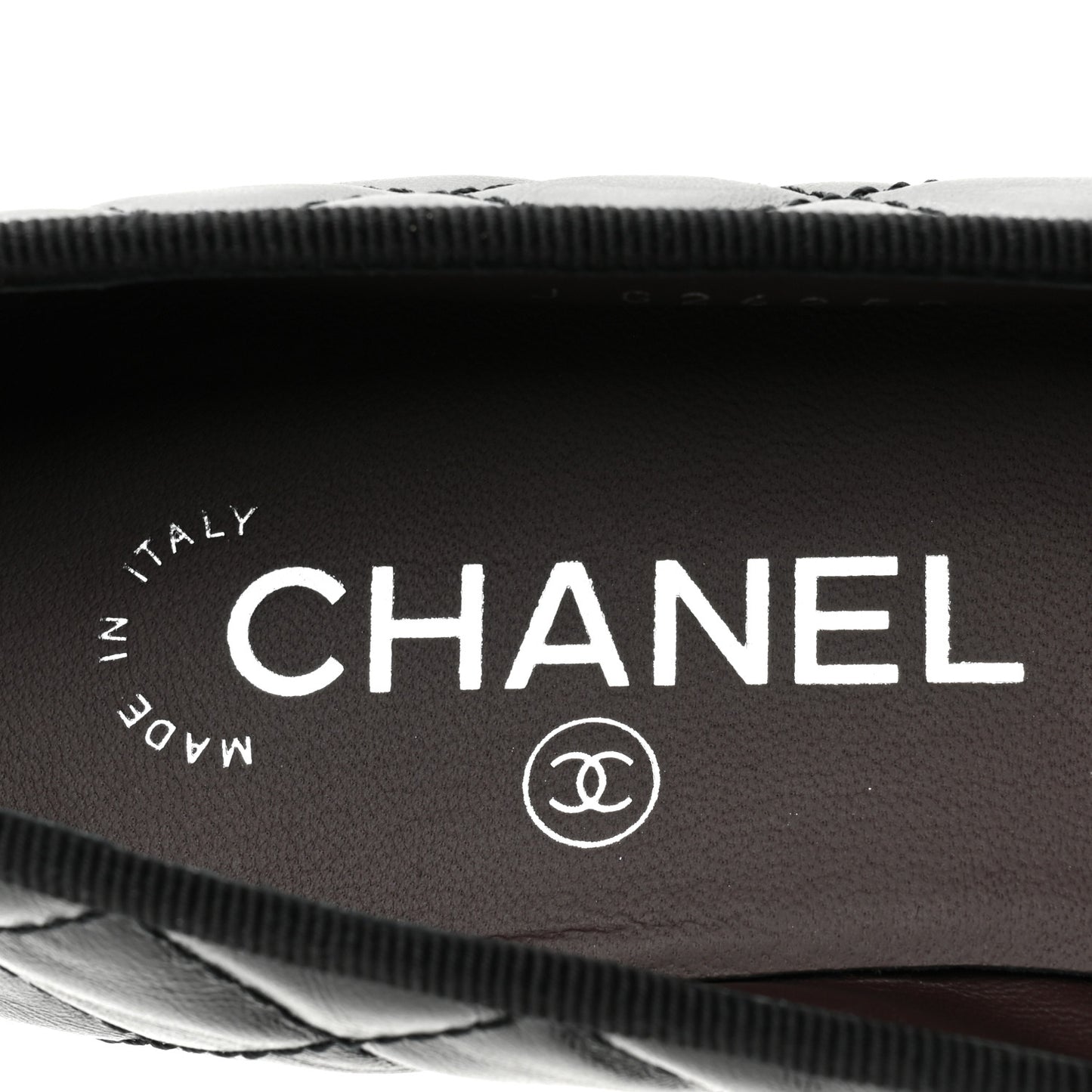 Aged Calfskin Quilted Cap Toe Ballerina Flats 36.5 Black