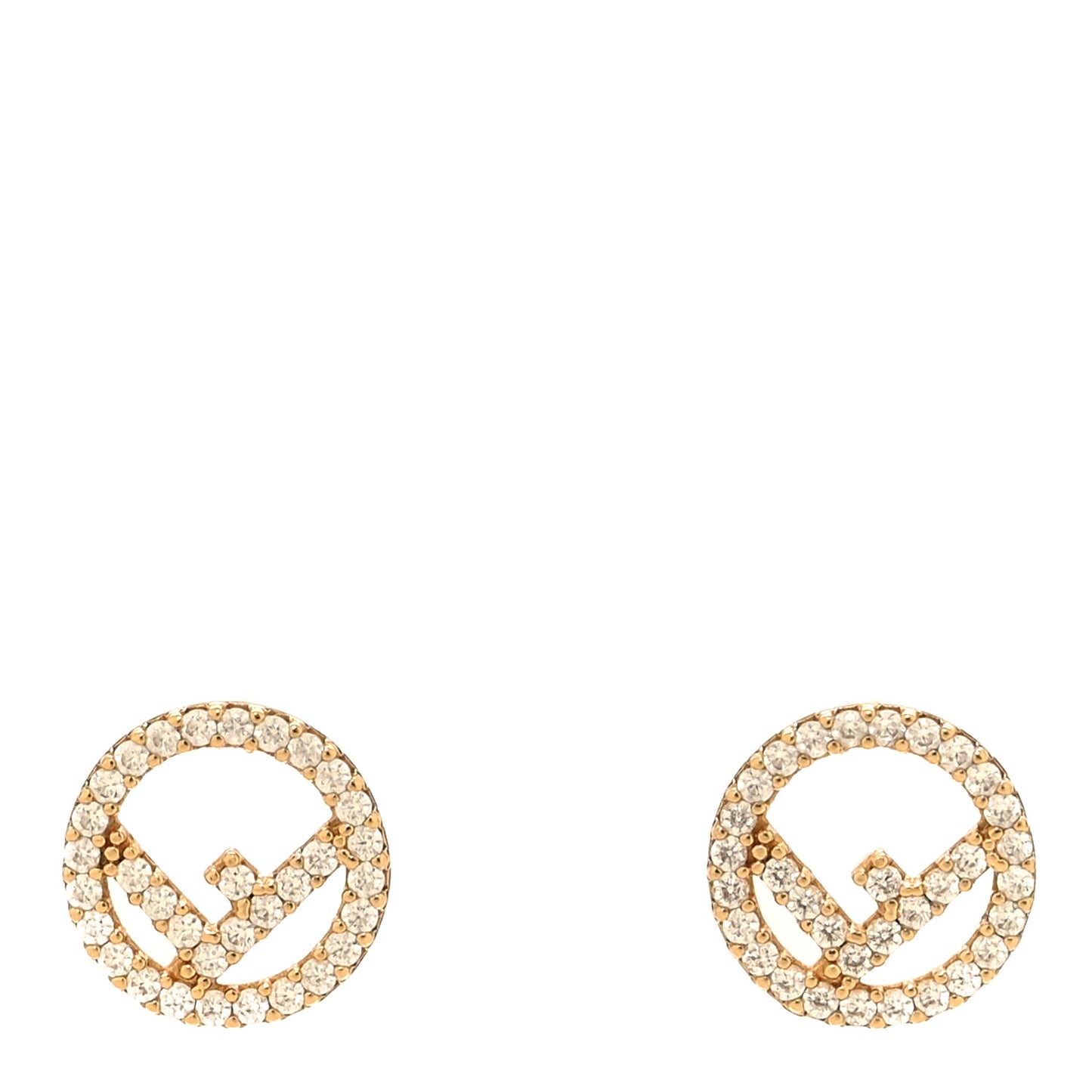 FF Crystal Round Earrings Gold