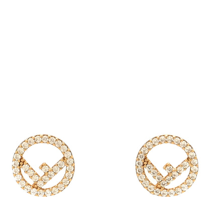 Fendi FF Crystal Round Earrings Gold 1 of 5