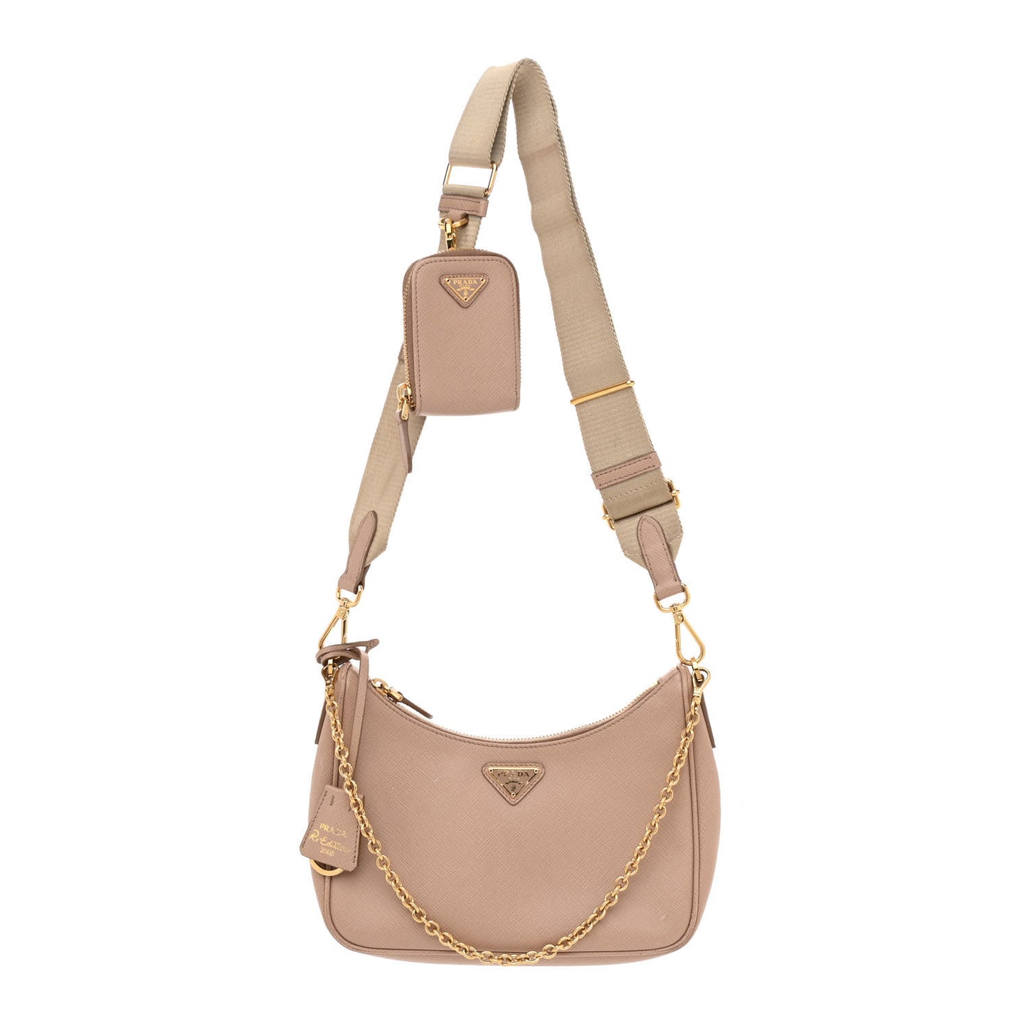 Saffiano Re-Edition 2005 Shoulder Bag Cammeo Beige