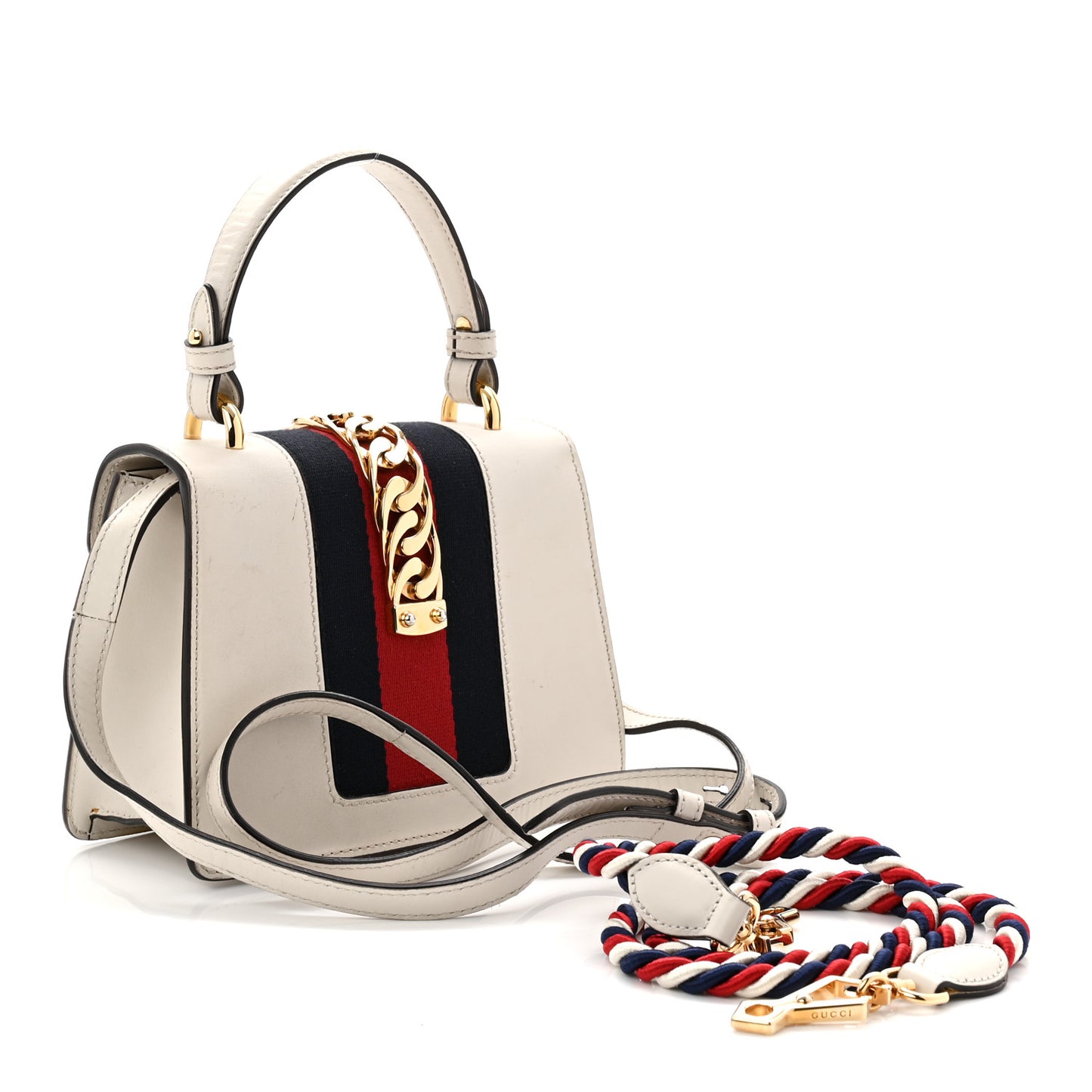 Calfskin Mini Sylvie Top Handle Bag White
