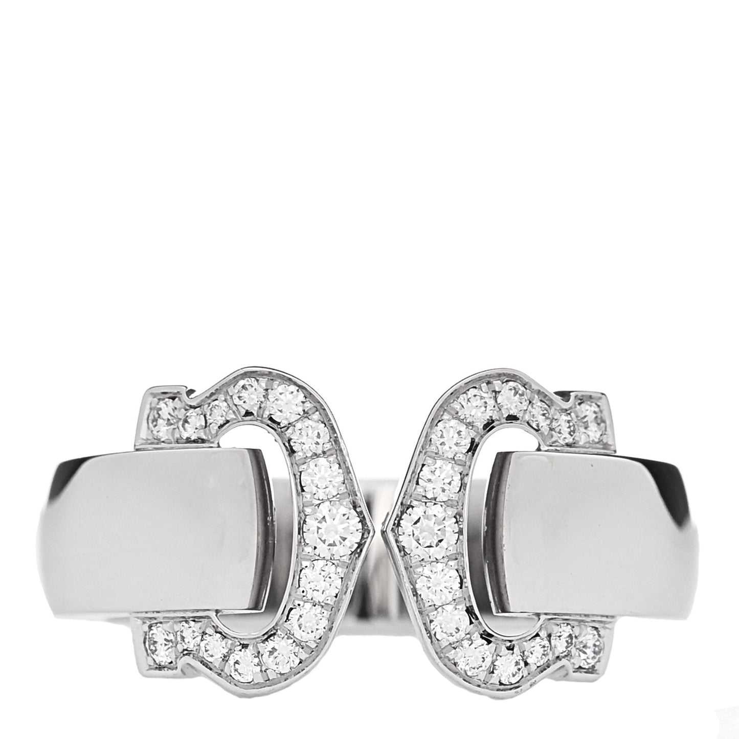 18K White Gold Diamond C De Cartier Ring 50 5.5