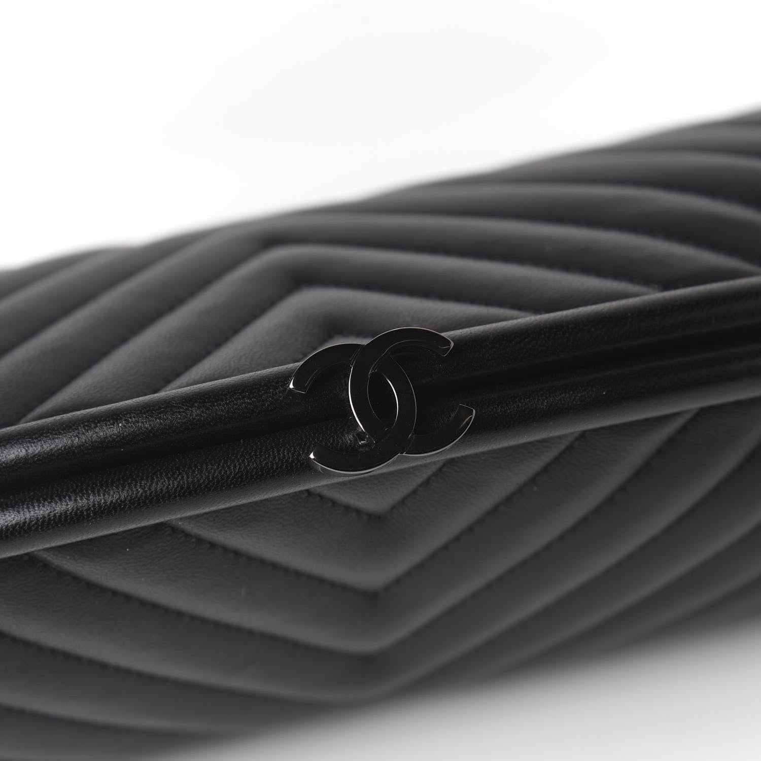 Chanel Lambskin Chevron Quilted Timeless Clutch Black 9 of 9