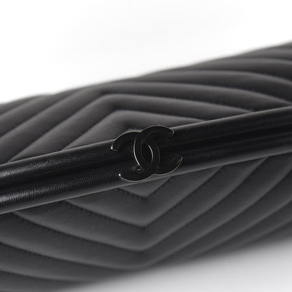 Chanel Lambskin Chevron Quilted Timeless Clutch Black 9 of 9