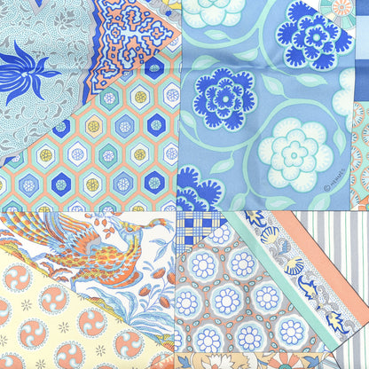 Hermes Silk L'Art du Sarasa Scarf 90 Ciel Turquoise Corail 5 of 5
