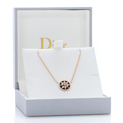 Christian Dior CHRISTIAN DIOR 18K Rose Gold Diamond Black Onyx Rose Des Vents Necklace 5 of 5