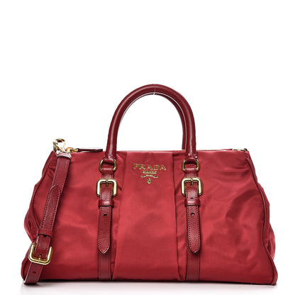 Prada Tessuto Nylon Soft Calf Shopping Satchel Cherry 1 of 9