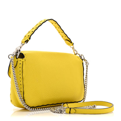 Fendi Cuoio Roma Sellerissima Nappa Sintetica Tape Stitch Mini Baguette Acid Yellow 3 of 10