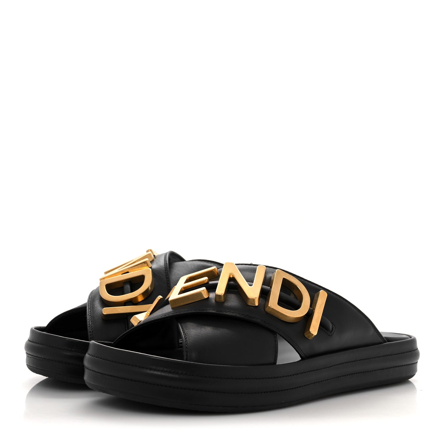 Vitello Womens Fendigraphy Slide Sandals 37 Black