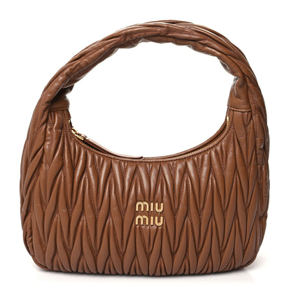 Miu Miu Nappa Matelasse Wander Large Hobo Cognac 1 of 9