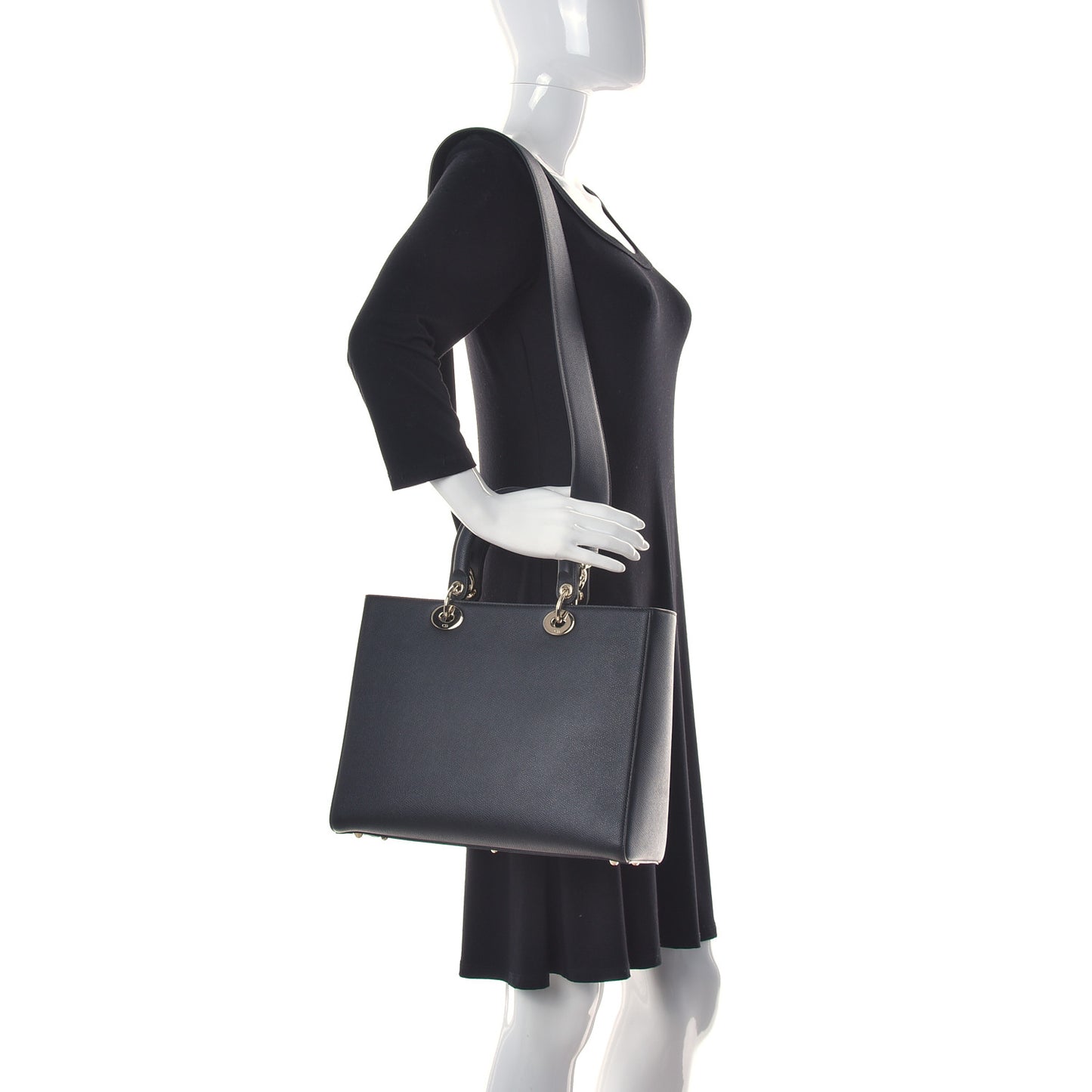 Grained Calfskin Large Lady Dior Black
