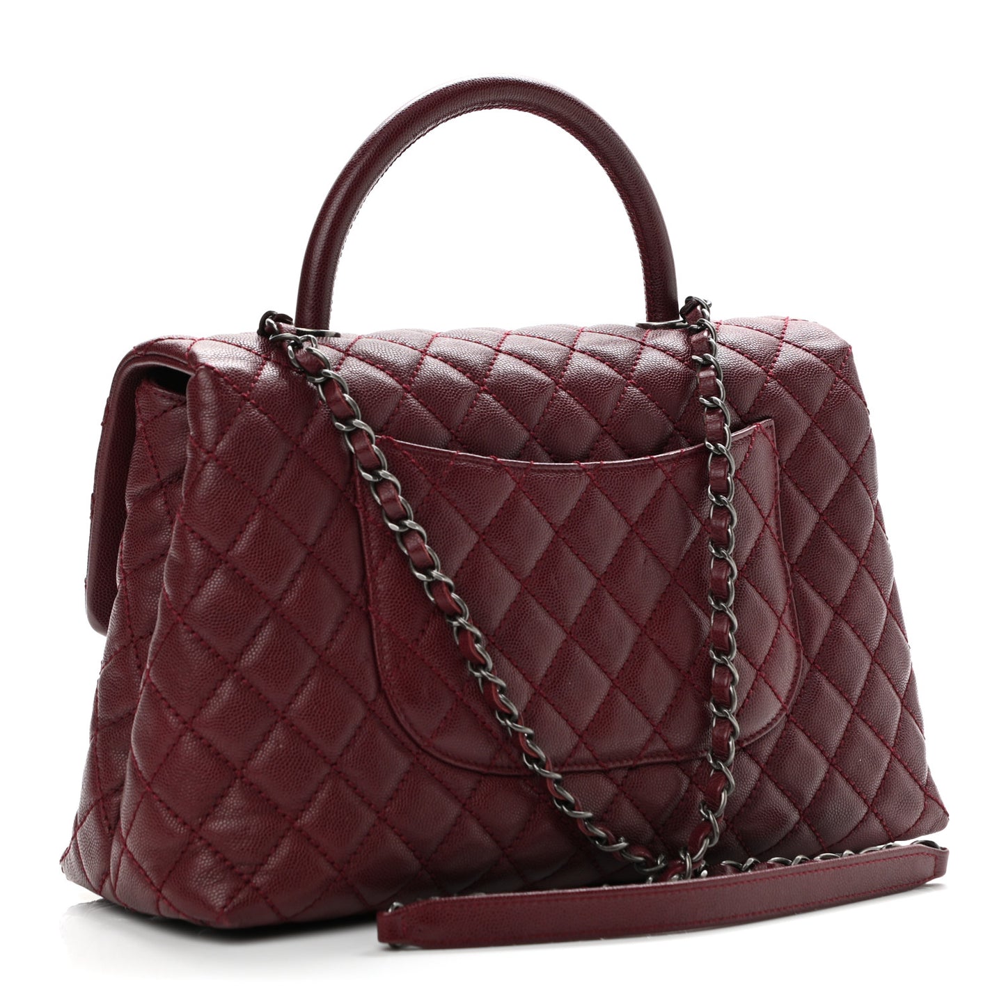 Caviar Quilted Medium Coco Handle Flap Burgundy