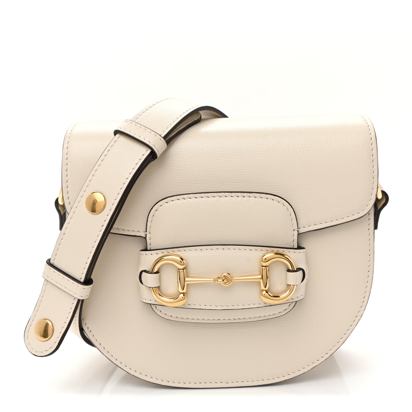 Azalea Calfskin Mini Horsebit 1955 Rounded Shoulder Bag Mystic White