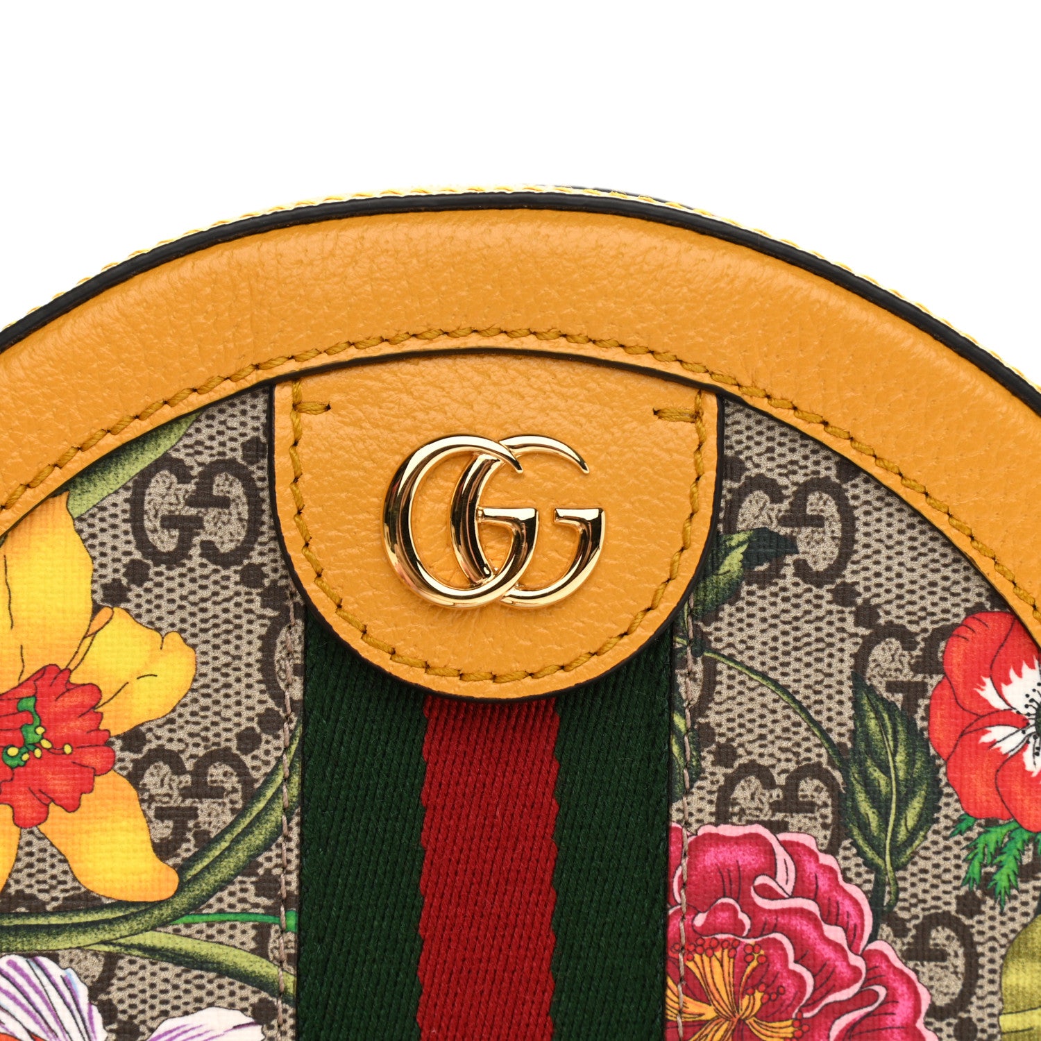 Gucci GG Supreme Monogram Flora Web Mini Ophidia Round Shoulder Bag Beige Multicolor Crop 8 of 11